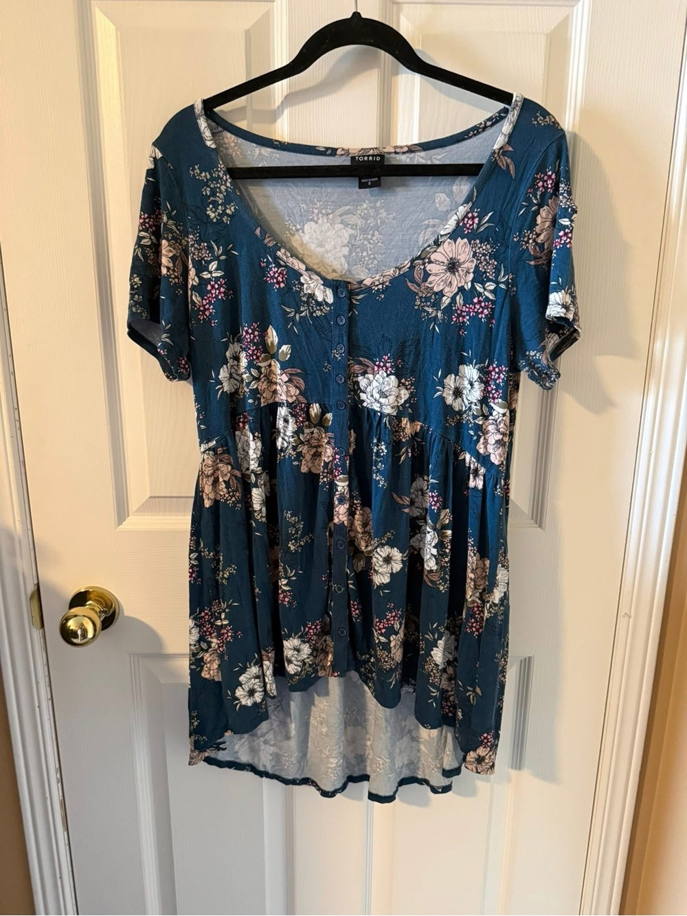 Torrid Teal Floral Babydoll Hi-Lo Tunic Top – Size 0X